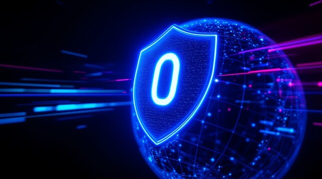 Cyber security concept digital shield protection with zero trust network access technology design