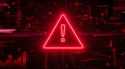 Red alert warning sign cybersecurity threat detection system error danger caution risk system failure breach