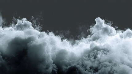 Fototapeta premium A large cloud of smoke, which is a visual representation of a fire. The smoke is billowing and spreading out, creating a sense of movement and chaos. The dark gray color of the sky