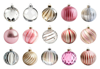Fototapeta premium PNG Elegant festive Christmas ornaments collection, element set on transparent background