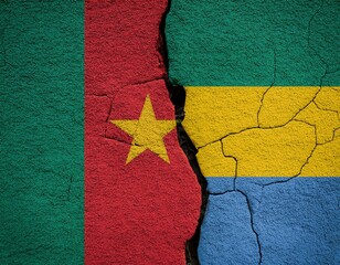 cracked floor between cameroon and gabon flag