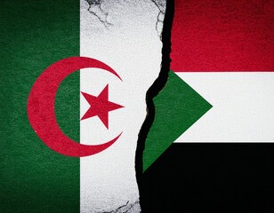 cracked floor between algeria and sudan flag