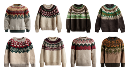 PNG Cozy Nordic knitwear collection, element set on transparent background
