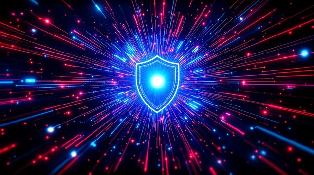 Secure cyber security shield protection digital data privacy network technology abstract background concept