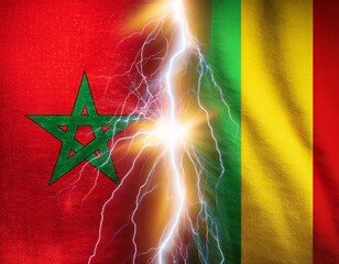 thunder lightning between morocco and mali flag