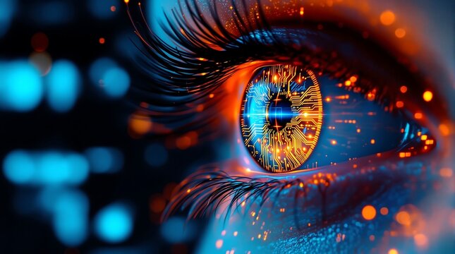 Eye technology digital futuristic vision ai artificial intelligence human machine learning concept