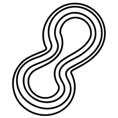 Abstract black and white double loop line art