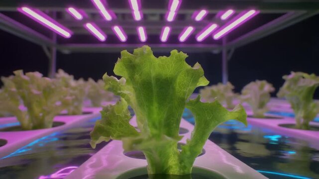 Hydroponic Lettuce Growing in a Modern Vertical Farm