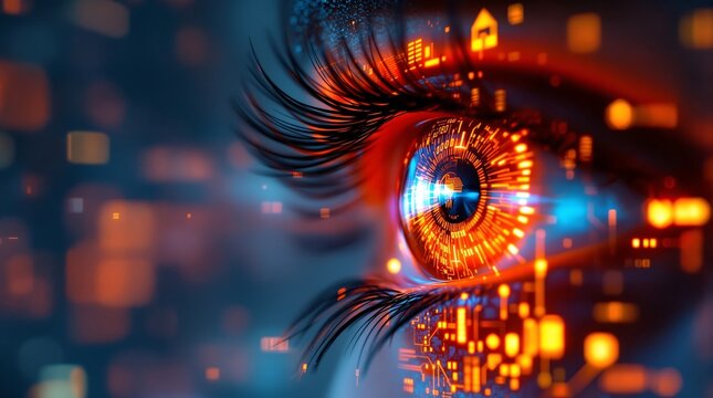Futuristic eye technology concept digital human vision artificial intelligence and machine learning design
