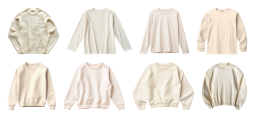PNG Neutral cozy sweaters collection, element set on transparent background