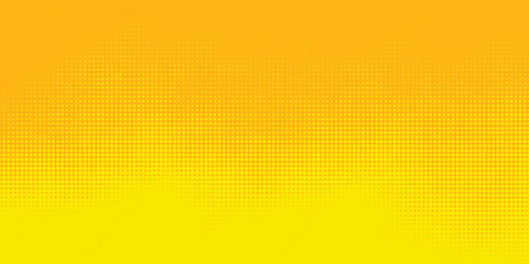 Yellow halftone pattern. Retro comic gradient background. Bright orange pixelated dotted texture overlay concept. dots vector ilustration