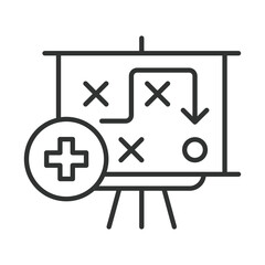 Obraz premium Health strategy, icon in line design. health strategy, planning, public health, policy, goals, tactics, diagram on white background vector. Health strategy editable stroke icon