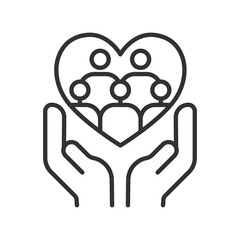 Public health care, icon in line design. public health, care, support, community, people, heart, help on white background vector. Public health care editable stroke icon