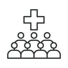 Community health, icon in line design. community health, public health, group, people, support, care, crowd on white background vector. Community health editable stroke icon