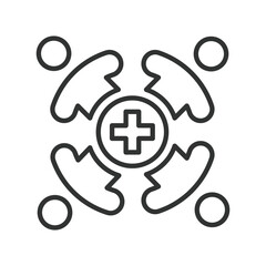 Fototapeta premium Social health, icon in line design. social health, community, public health, group, support, people, together on white background vector. Social health editable stroke icon