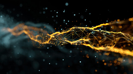 Abstract 3d sphere with interconnected lines and nodes, symbolizing a big data futuristic digital network .Digital Artificial Intelligence background with particles. 3D wireframe geometric sphere