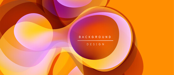 Abstract orange background. Overlapping circles create dynamic, flowing visual effect. Modern design elements present.