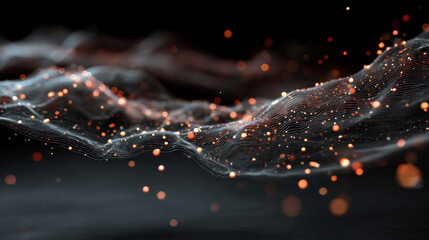 Abstract 3d sphere with interconnected lines and nodes, symbolizing a big data futuristic digital network .Digital Artificial Intelligence background with particles. 3D wireframe geometric sphere