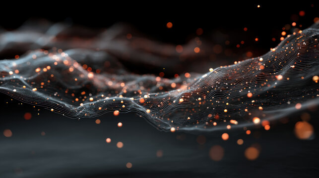 Abstract 3d sphere with interconnected lines and nodes, symbolizing a big data futuristic digital network .Digital Artificial Intelligence background with particles. 3D wireframe geometric sphere - Powered by Adobe