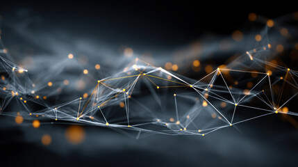 Abstract 3d sphere with interconnected lines and nodes, symbolizing a big data futuristic digital network .Digital Artificial Intelligence background with particles. 3D wireframe geometric sphere