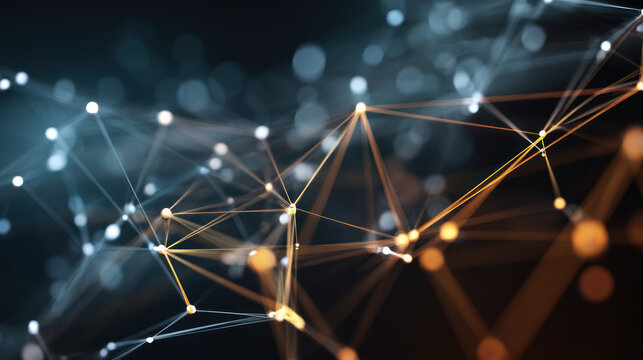 Abstract 3d sphere with interconnected lines and nodes, symbolizing a big data futuristic digital network .Digital Artificial Intelligence background with particles. 3D wireframe geometric sphere