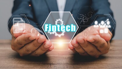 Business fintech gear web computer financial concept. Finance technology banking smart phone money trade exchange internet computing