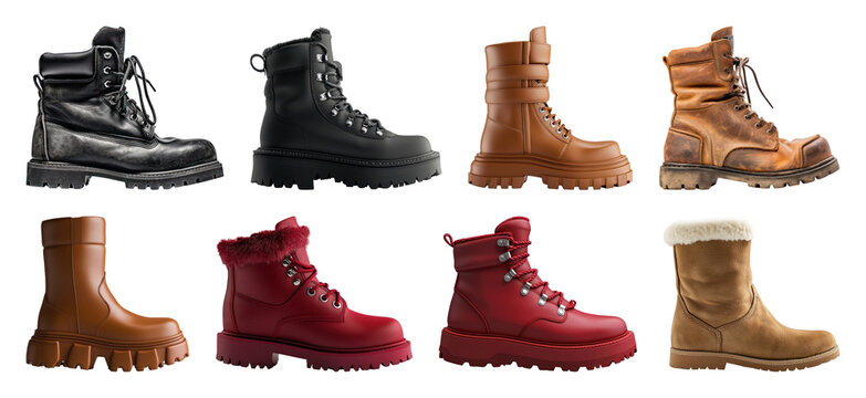 PNG Stylish boots for diverse occasions, element set on transparent background - Powered by Adobe