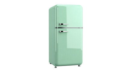 Retro mint green refrigerator PNG isolated on transparent background, vintage style fridge for kitchen appliance and interior design