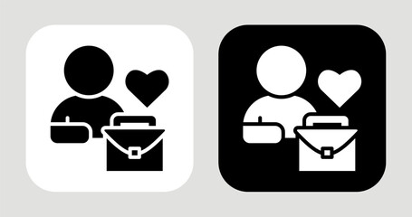 Love Your Work Icon In Black and White Glyph Style