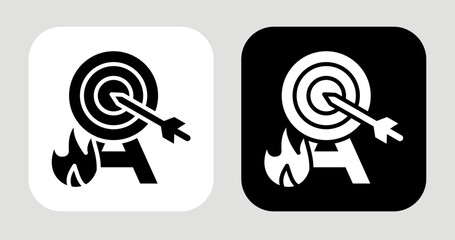 Driven Fire Icon In Black and White Glyph Style