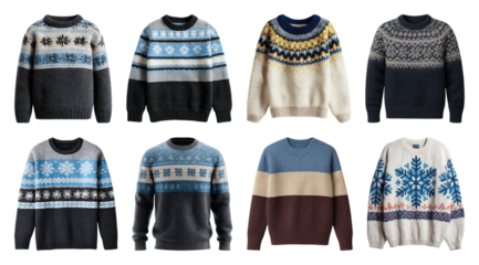 PNG Cozy winter sweaters collection, element set on transparent background