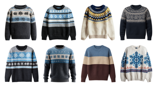 PNG Cozy winter sweaters collection, element set on transparent background