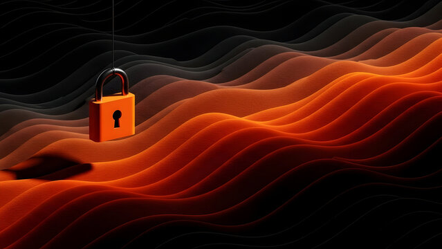 Secure your data with this modern orange padlock against digital threats online