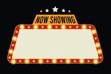Movie Name Box with lights, retro theme promotional design element © Harlin