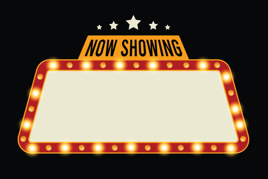 Movie Name Box with lights, retro theme promotional design element