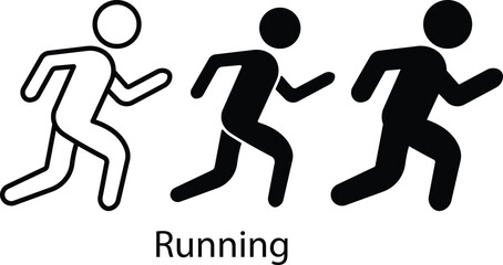 Man Jogging and Runing Fast Pace Exercise Fitness Sport Activity Black Icon Vector Silhouette and Pictogram.eps