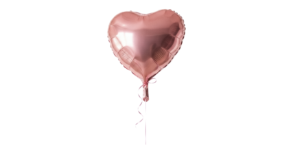 Rose gold heart balloon PNG isolated on transparent background, love and celebration decoration for party and Valentine s Day
