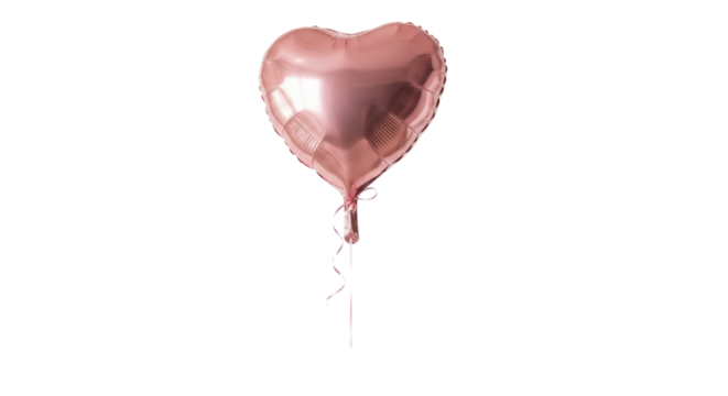 Rose gold heart balloon PNG isolated on transparent background, love and celebration decoration for party and Valentine s Day