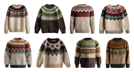 PNG Cozy Nordic knitwear collection, element set on transparent background