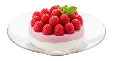 Delicious raspberry mousse cake isolated PNG on transparent background, sweet dessert with fresh...