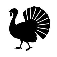 Black silhouette of a turkey with fan tail display