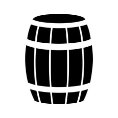 Black and white silhouette of a wooden barrel with metal hoops