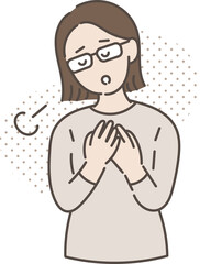 ホッと安堵する40代女性のイラスト