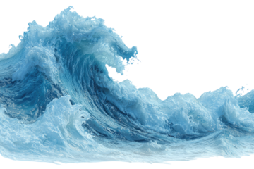 A dynamic close-up shot captures a cresting wave with frothy foam and swirling water