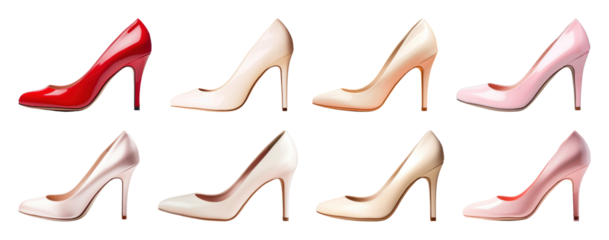 PNG Elegant high heels in variety, element set on transparent background