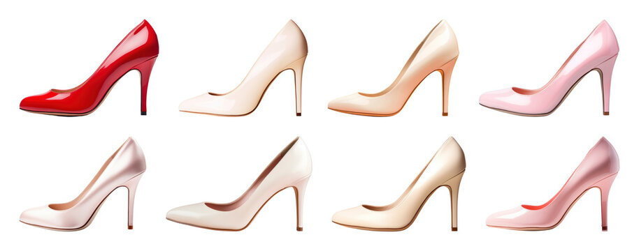 PNG Elegant high heels in variety, element set on transparent background - Powered by Adobe