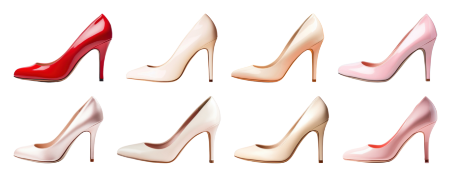 PNG Elegant high heels in variety, element set on transparent background - Powered by Adobe