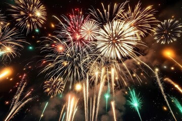 Fireworks display against a dark sky