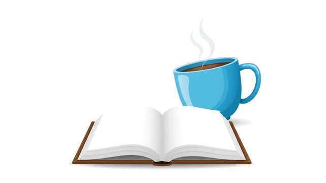 Cozy reading moment with an open book and a steaming cup of coffee for relaxation and study