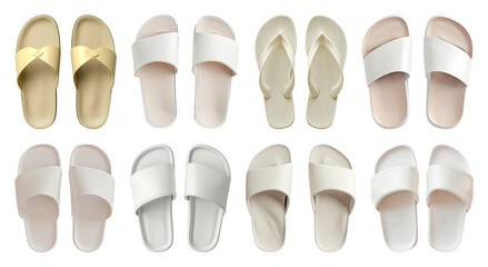 Fototapeta premium PNG Assorted minimalist sandals collection, element set on transparent background
